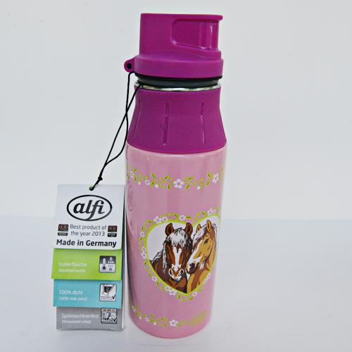 alfi Trinkflasche elementBottle, Edelstahl Pferde rosa 0,6 l艾飞双层不锈钢真空儿童卡通保温瓶